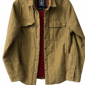 Volcom Olive Quilted Snap Front Jacket Size Small